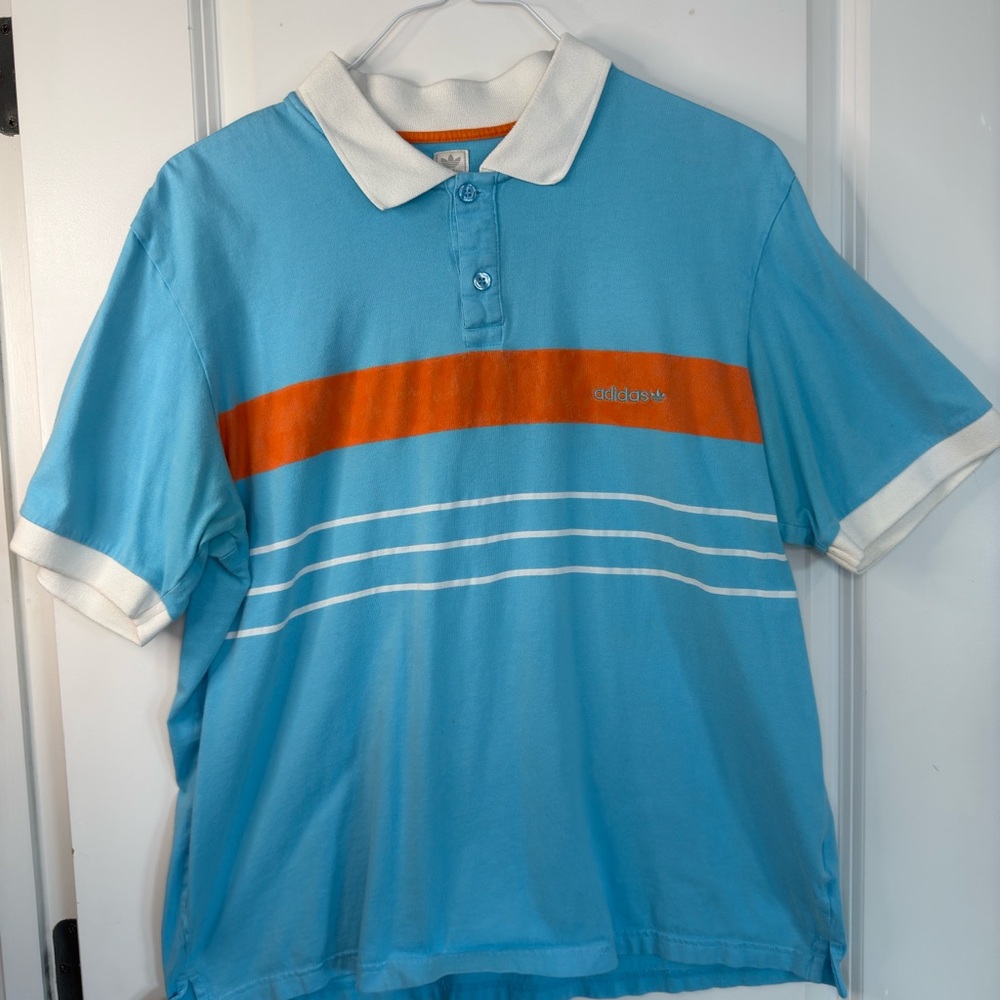 Adidas Originals Turquoise Blue and Orange Polo Shirt